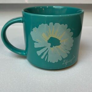 Life Is Good Home Coffee Cappuccino Mug - Teal Blue w/ Green Interior 16 oz